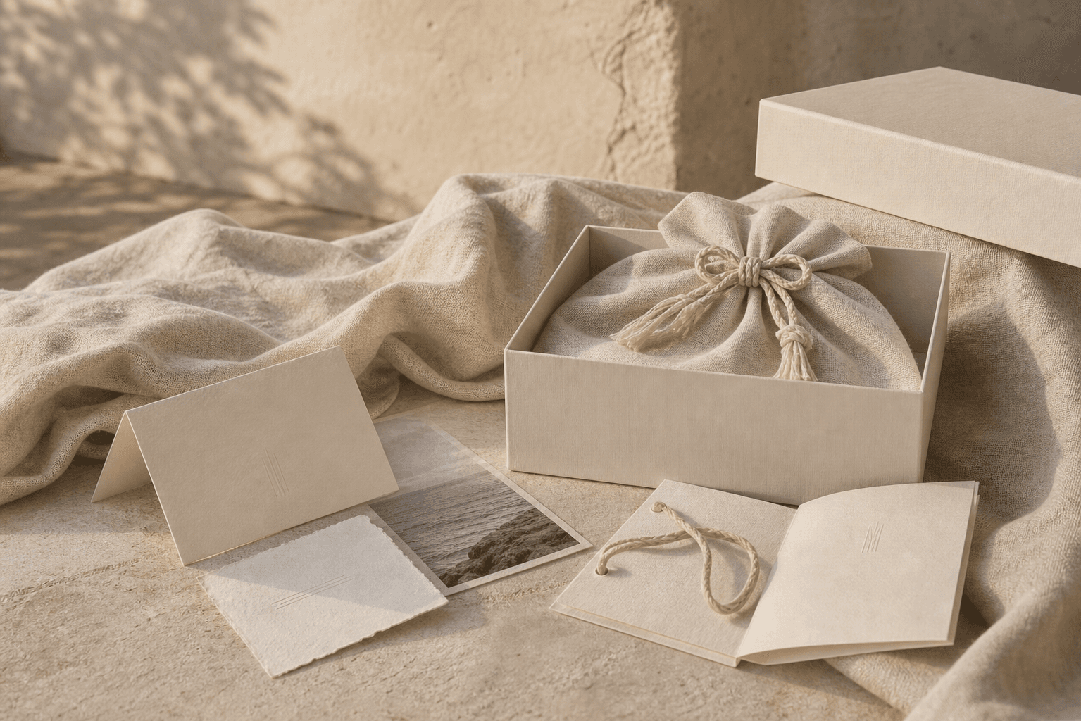 Linen dust bag, box, certificate, and care guide